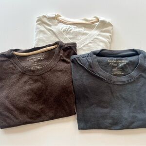 Banana Republic Three Cotton-Blend Crewnecks — White, Charcoal, Brown